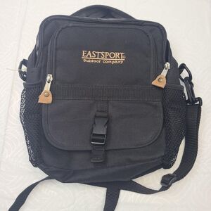 Vintage Eastport Outdoor Company Black Canvas and Tan Suede Backpack